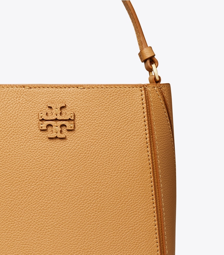 Tory Burch designer crossbody bags Small McGraw Bucket Bag in Tiramisu detail