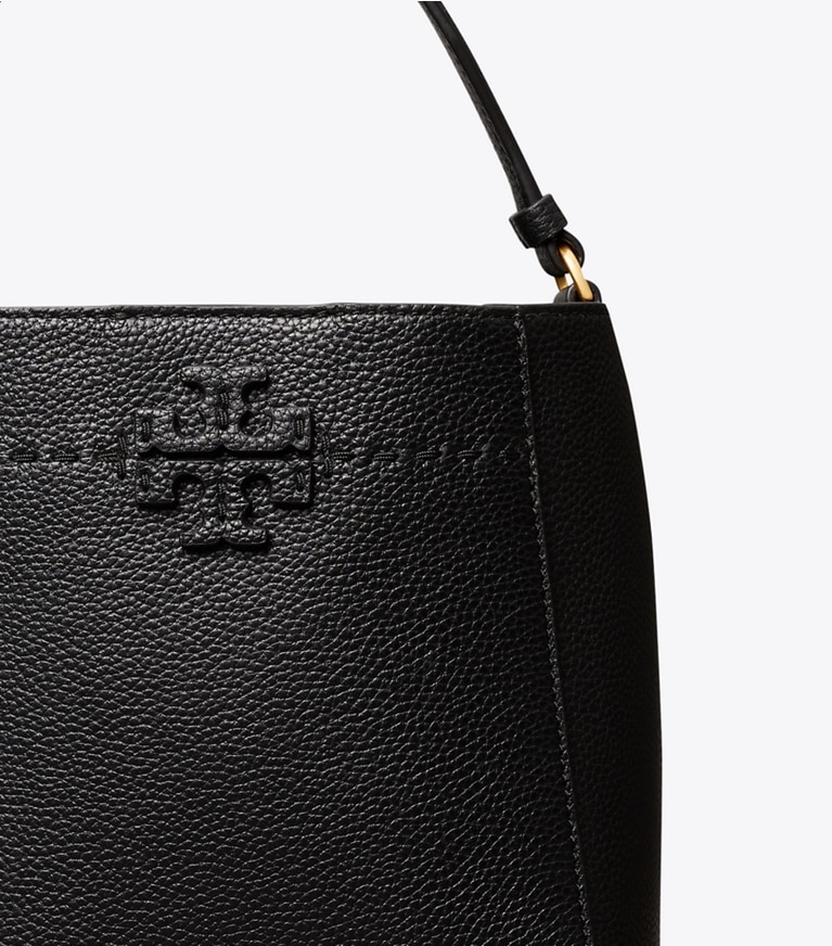 Tory Burch designer crossbody bags Small McGraw Bucket Bag in Black angle
