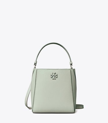 Tory Burch designer クロスボディバッグ マックグロー スモールバケットバッグ in Light Green front