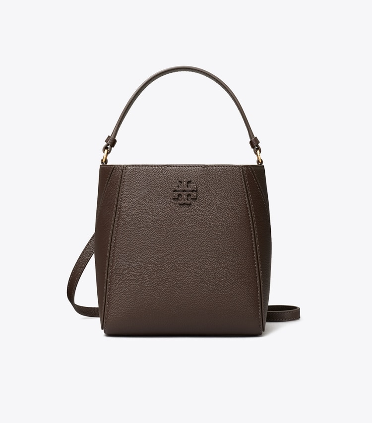 Tory Burch designer クロスボディバッグ マックグロー スモールバケットバッグ in Deep Brown front