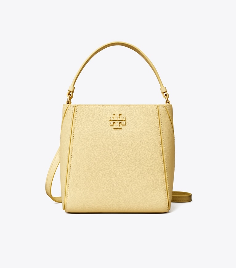 Tory Burch designer crossbody bags Small McGraw Bucket Bag in LEMON SWIRL angle
