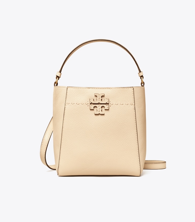 Tory Burch designer crossbody bags Small McGraw Bucket Bag in BRIE angle