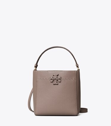 Tory Burch Mcgraw Leather Bucket Bag - Neutrals