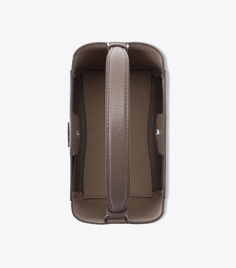 Tory Burch designer クロスボディバッグ マックグロー スモールバケットバッグ in Wild Mushroom オーバーヘッド