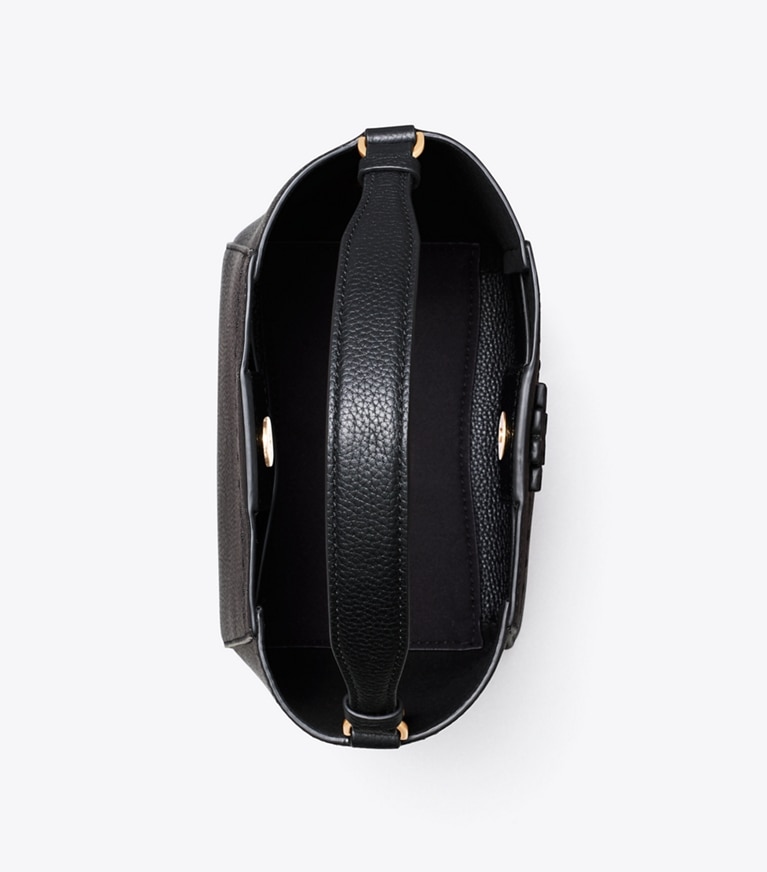 Tory Burch designer crossbody bags Small McGraw Bucket Bag in Black angle