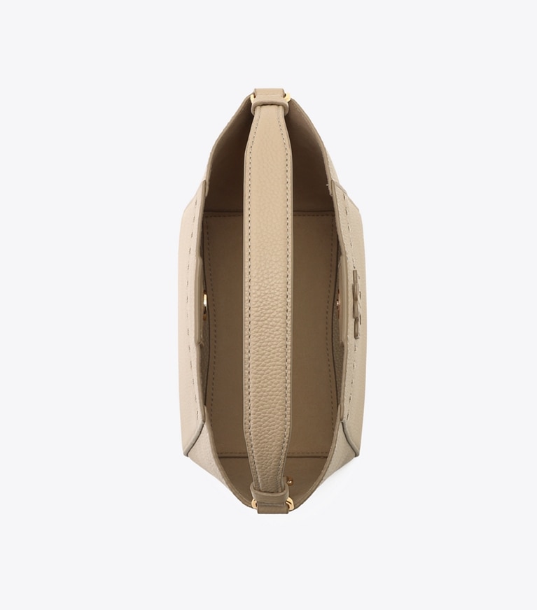 Tory Burch designer クロスボディバッグ マックグロー スモール バケットバッグ in Fresh Clay オーバーヘッド