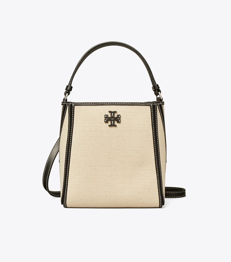 Tory Burch designer crossbody bags Small McGraw Canvas Bucket Bag in Natural Mutli front