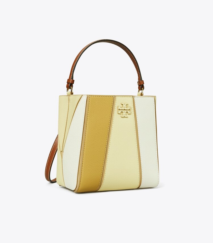 Tory Burch designer クロスボディバッグ マックグロー カラーブロック スモールバケットバッグ in LEMON SWIRLMULTI angle