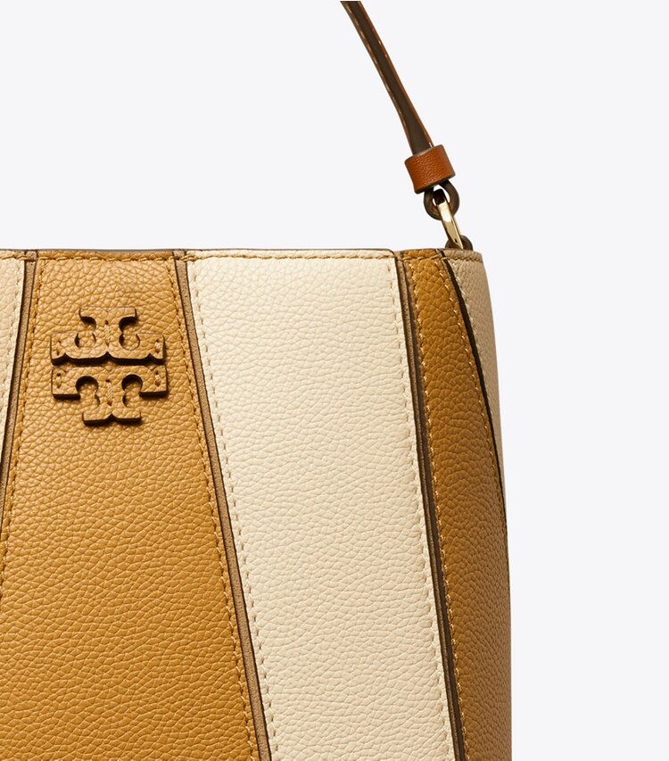 Tory Burch designer クロスボディバッグ マックグロー カラーブロック スモールバケットバッグ in Tiramisu Multi ディテール