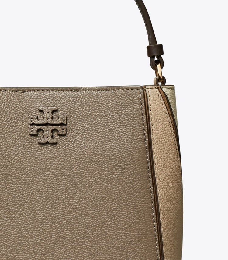 Tory Burch designer crossbody bags Small McGraw Colorblock Bucket Bag in Wild Mushroom Multi detail