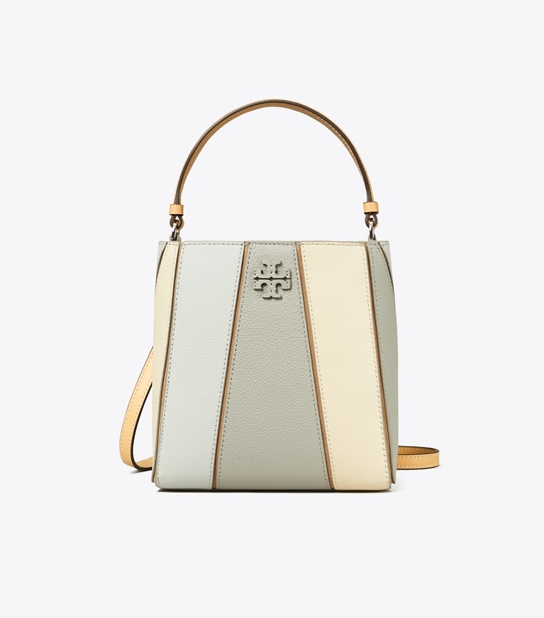 Tory Burch designer crossbody bags Small McGraw Colorblock Bucket Bag in Light Granite Multi angle