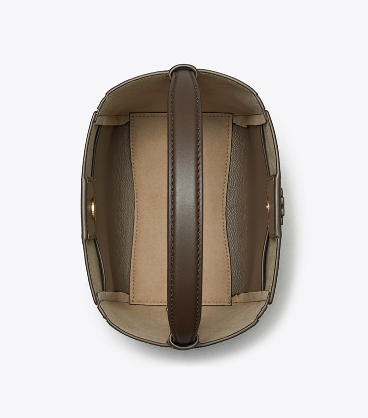 Tory Burch designer crossbody bags Small McGraw Colorblock Bucket Bag in Wild Mushroom Multi overhead