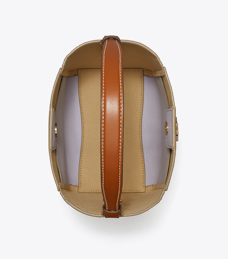 Tory Burch designer クロスボディバッグ マックグロー カラーブロック スモールバケットバッグ in Lilac Multi オーバーヘッド