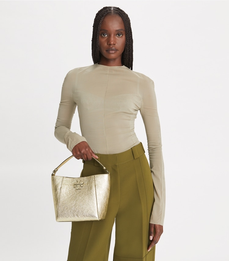 Small McGraw Metallic Bucket Bag: Women's Designer Crossbody Bags ...