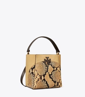 Tory Burch Small 'Mc Graw' Snake Embossed Bucket Bag