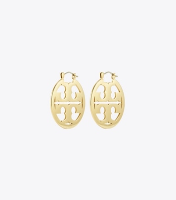 Tory Burch Miller Logo Huggie offers Hoop Earrings