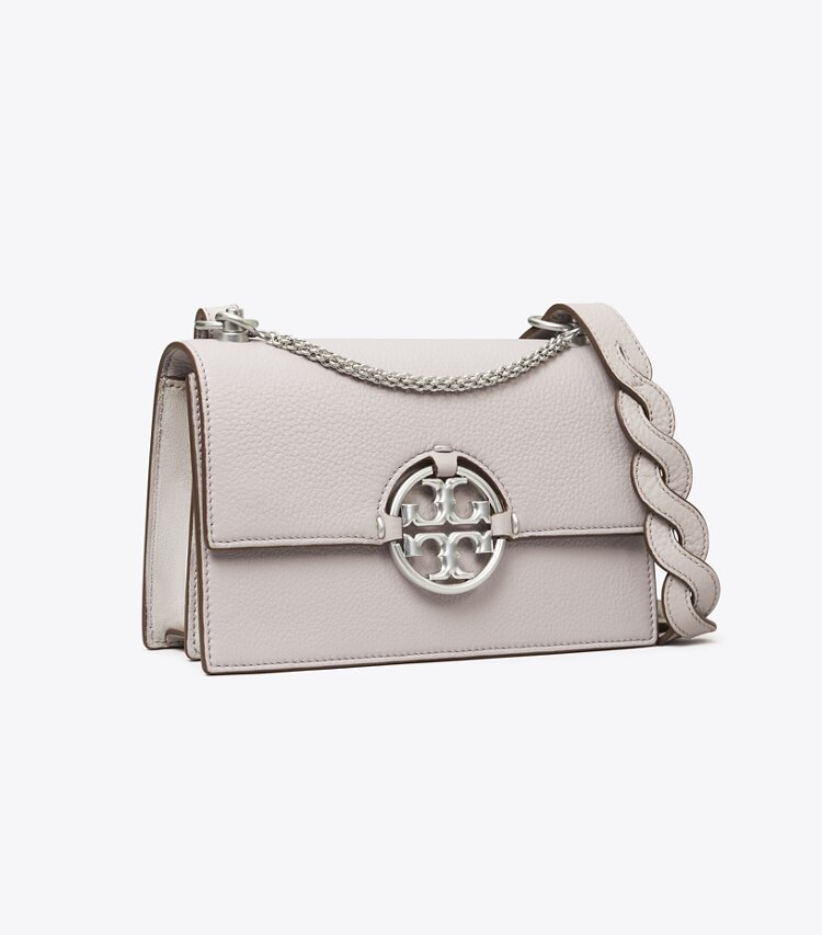 Tory Burch designer shoulder bags Small Miller Shoulder Bag in Bay Gray angle