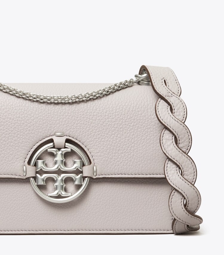 Tory Burch designer shoulder bags Small Miller Shoulder Bag in Bay Gray detail