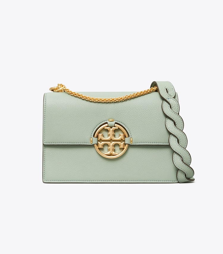 Tory Burch designer shoulder bags Small Miller Shoulder Bag in Blue Celadon front