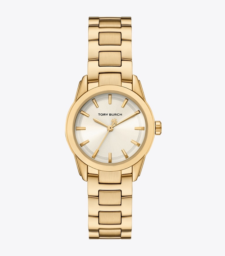 Tory Burch designer strap watches Small Miller Watch in IVORY/PALE GOLD front