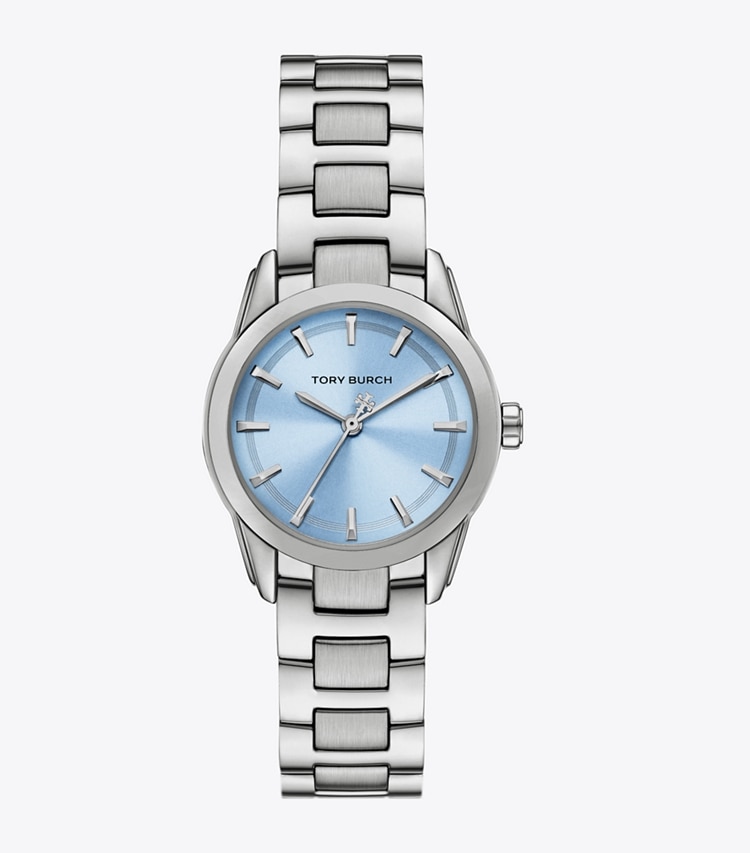 Tory Burch designer strap watches Small Miller Watch in LIGHT BLUE/SILVER front