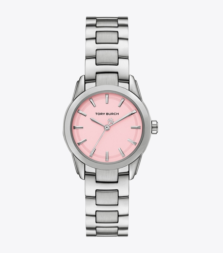 Tory Burch designer strap watches Small Miller Watch in LIGHT PINK/SILVER front