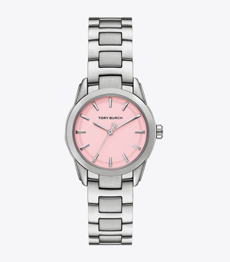 Tory Burch designer strap watches Small Miller Watch in LIGHT PINK/SILVER front