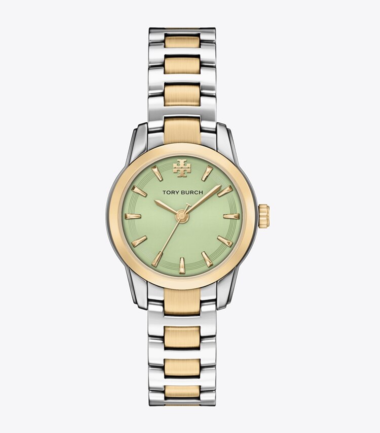 Tory Burch designer ストラップウォッチ ミラー スモール ウォッチ in MINT GREEN/TWO-TONE front