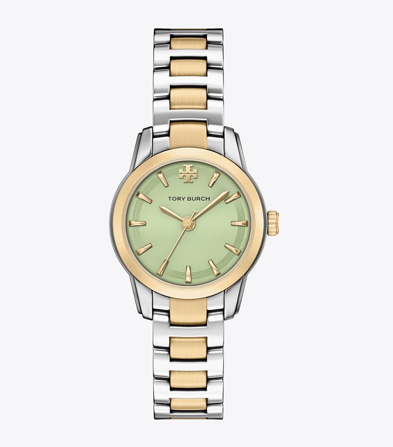 Tory Burch designer ストラップウォッチ ミラー スモール ウォッチ in MINT GREEN/TWO-TONE front