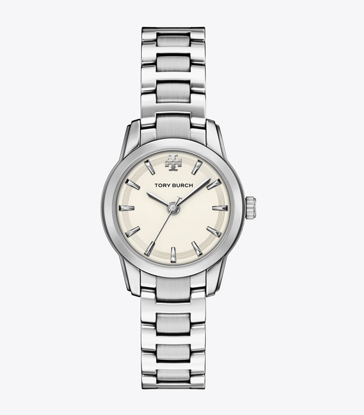 Tory Burch designer ストラップウォッチ ミラー スモール ウォッチ in IVORY/SILVER front