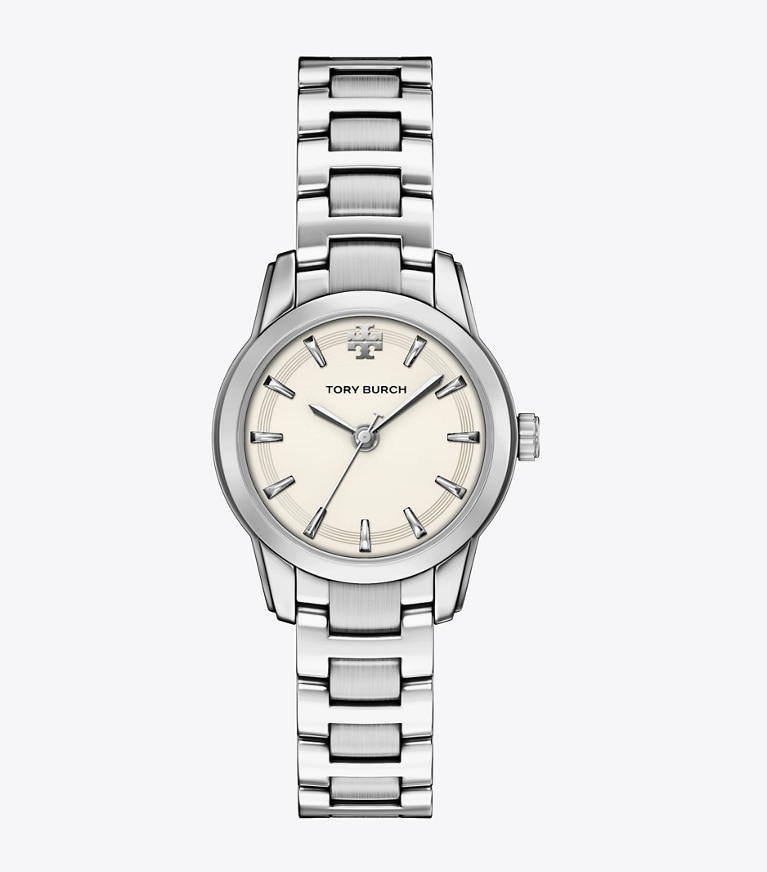 Tory Burch designer ストラップウォッチ ミラー スモール ウォッチ in IVORY/SILVER front