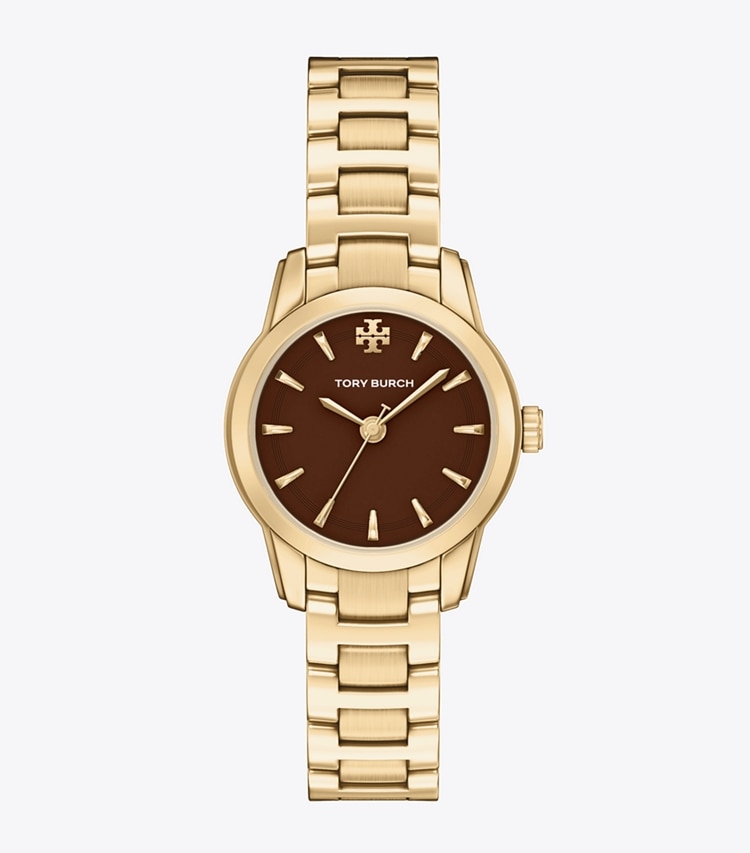 Tory Burch designer strap watches Small Miller Watch in CHOCOLATE/PALE GOLD front