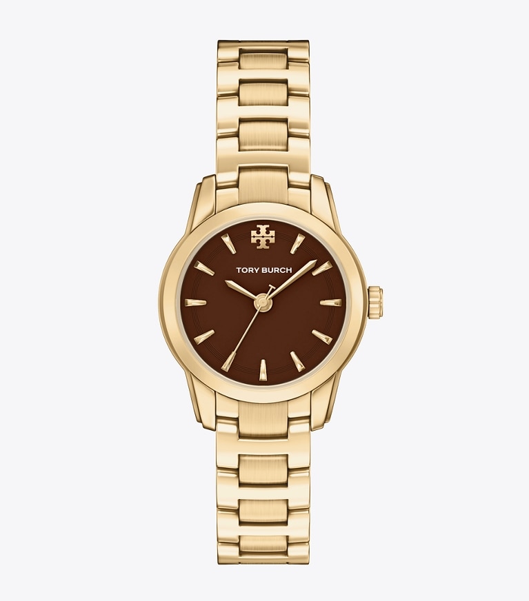 Tory Burch designer strap watches Small Miller Watch in CHOCOLATE/PALE GOLD front