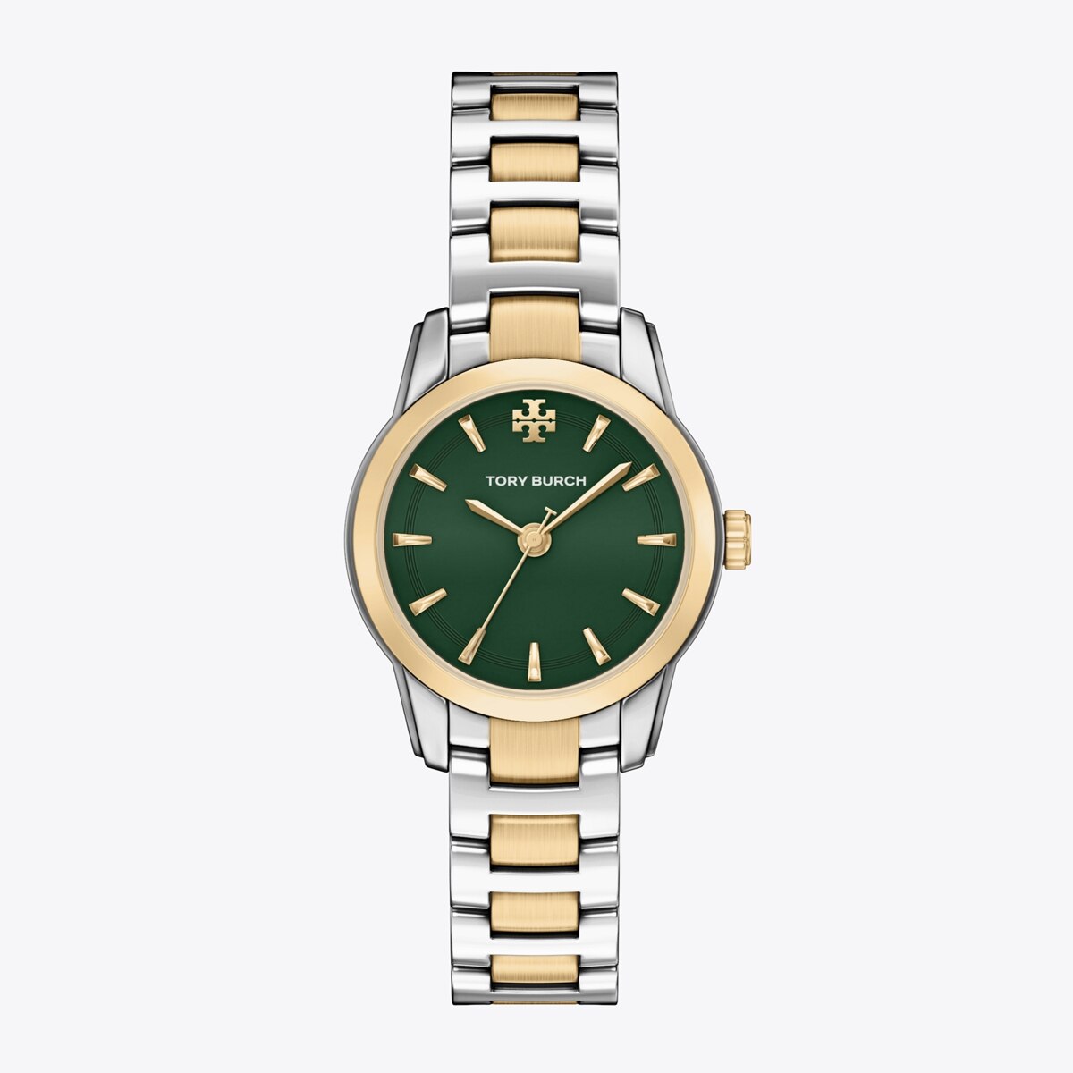 Tory Burch Green Watch Band with White Trim and Gold Hardware Tory Burch The Oval Malachite Bracelet Watch, 22mm x 28mm  main image 2