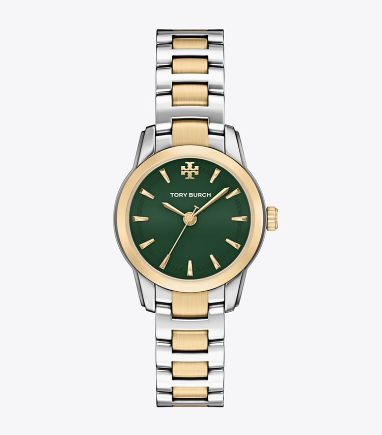 Tory Burch designer strap watches Small Miller Watch in GREEN/TWO-TONE front