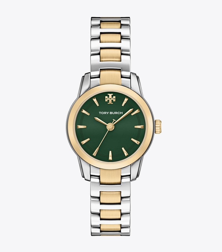 Tory Burch designer strap watches Small Miller Watch in GREEN/TWO-TONE front