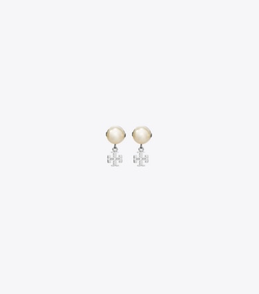 Tory Burch designer イヤリング&ピアス ムーンダンス スモール スタッドピアス in Tory Silver / Cream front