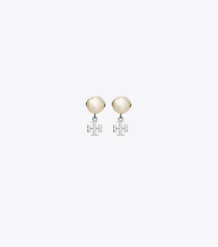 Tory Burch designer イヤリング＆ピアス ムーンダンス スモール スタッドピアス in Tory Silver / Cream front