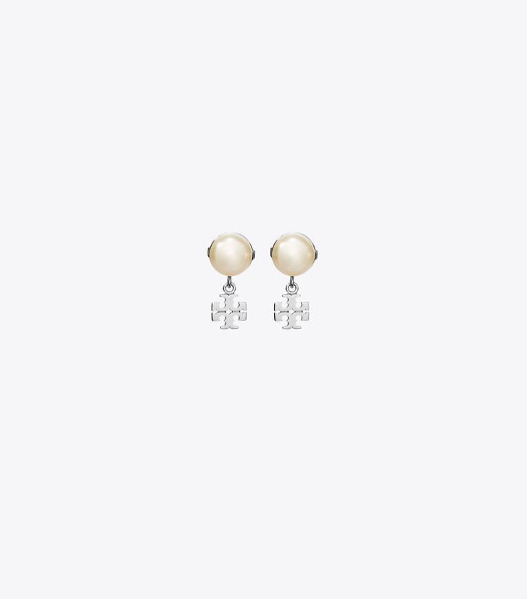 Tory Burch designer イヤリング&ピアス ムーンダンス スモール スタッドピアス in Tory Silver / Cream front