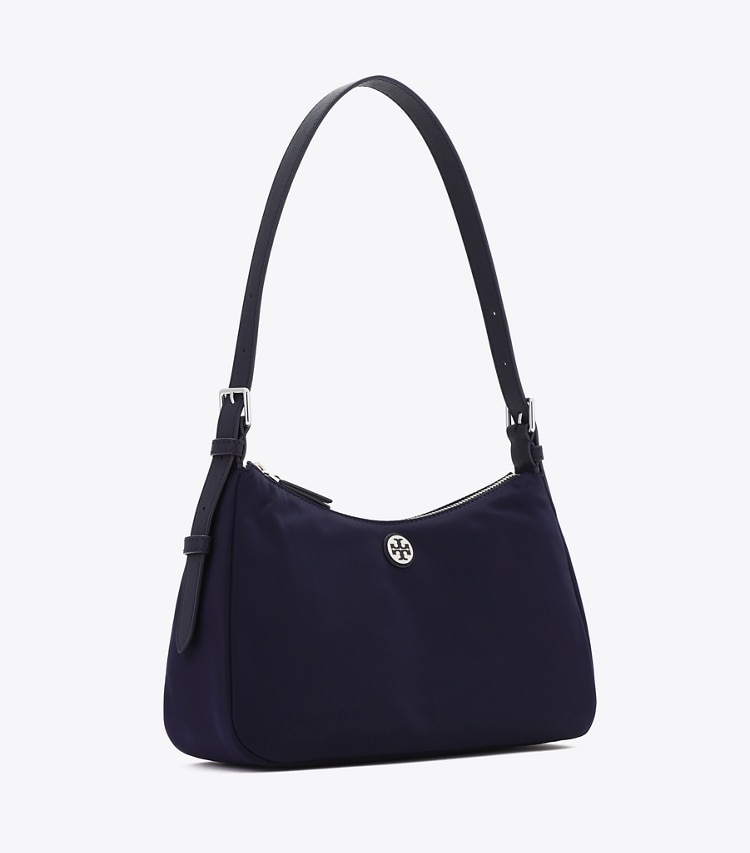Tory Burch designer ショルダーバッグ ナイロン ジップトップ スモール ショルダーバッグ in Tory Navy angle