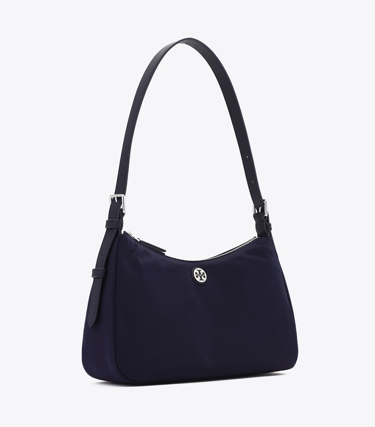 Tory Burch designer ショルダーバッグ ナイロン ジップトップ スモール ショルダーバッグ in Tory Navy angle