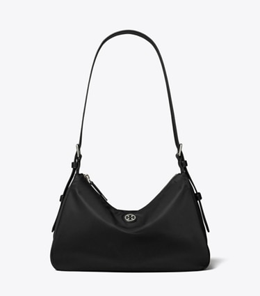 Tory Burch designer shoulder bags Small Nylon Zip-Top Shoulder Bag in Black front