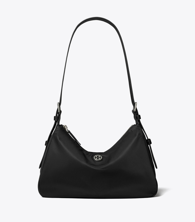 Tory Burch designer shoulder bags Small Nylon Zip-Top Shoulder Bag in Black front