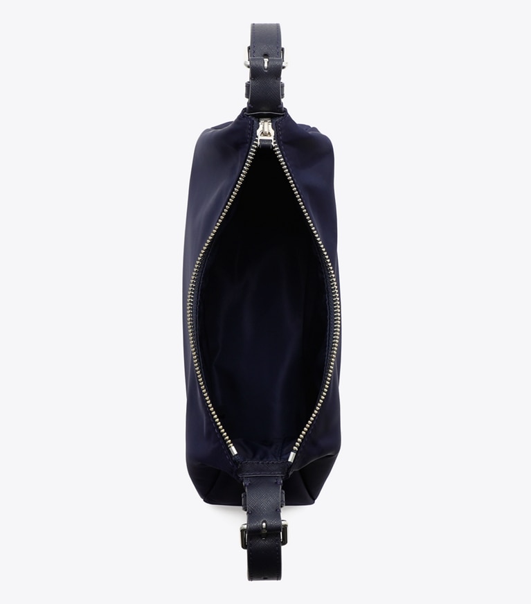 Tory Burch designer ショルダーバッグ ナイロン ジップトップ スモール ショルダーバッグ in Tory Navy オーバーヘッド