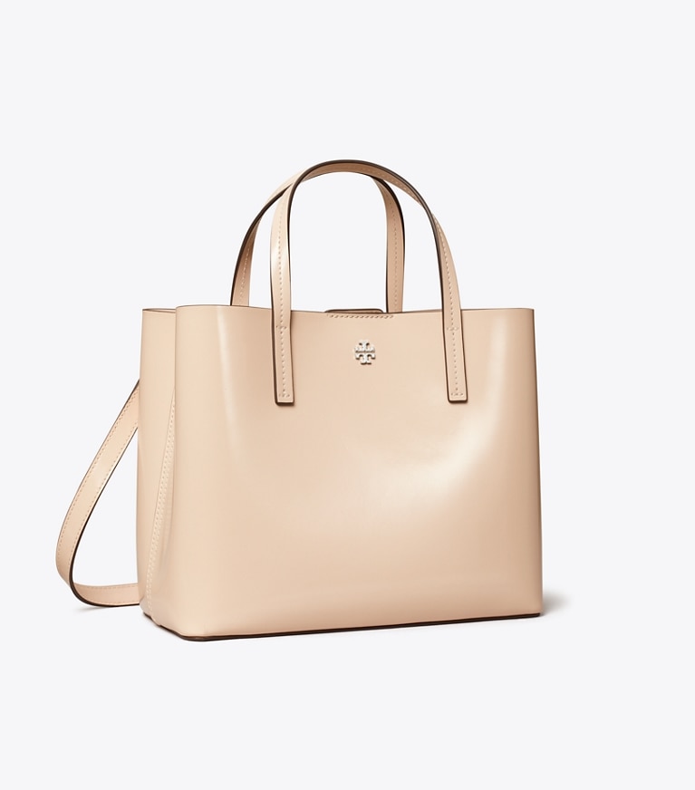 Tory Burch designer tote bags Small Patent Leather Tote in Soft Pink angle