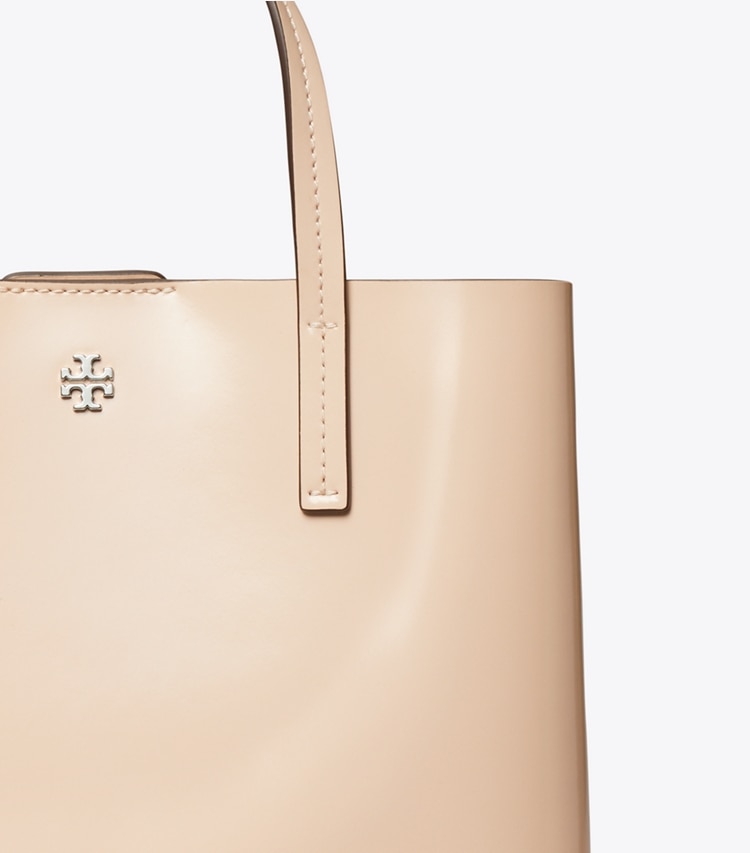 Tory Burch designer tote bags Small Patent Leather Tote in Soft Pink detail