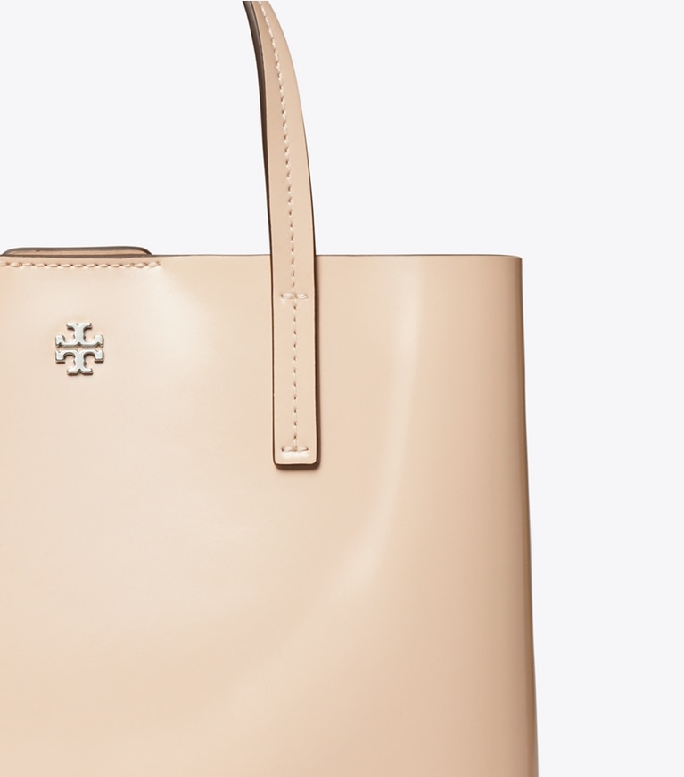 Tory Burch designer tote bags Small Patent Leather Tote in Soft Pink angle