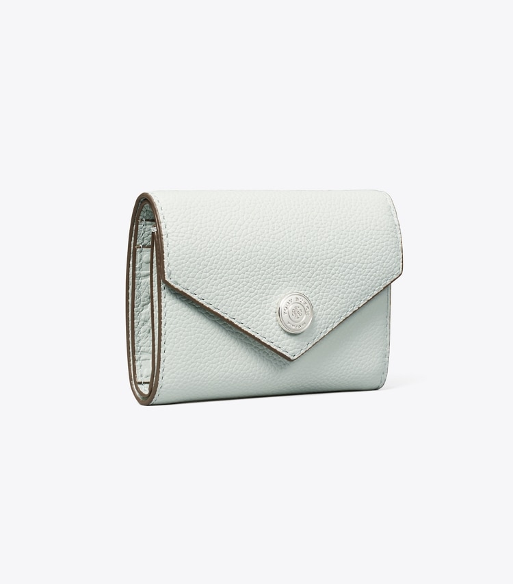 Tory Burch designer wallets Small Pebble Envelope Wallet in Light Titanium angle