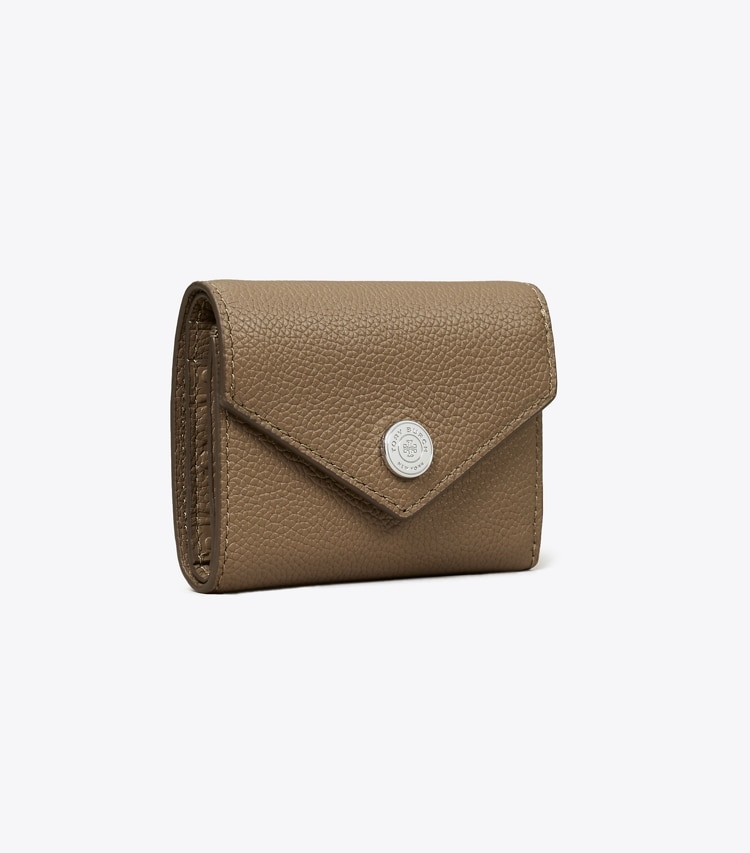 Tory Burch designer wallets Small Pebble Envelope Wallet in Wild Mushroom angle