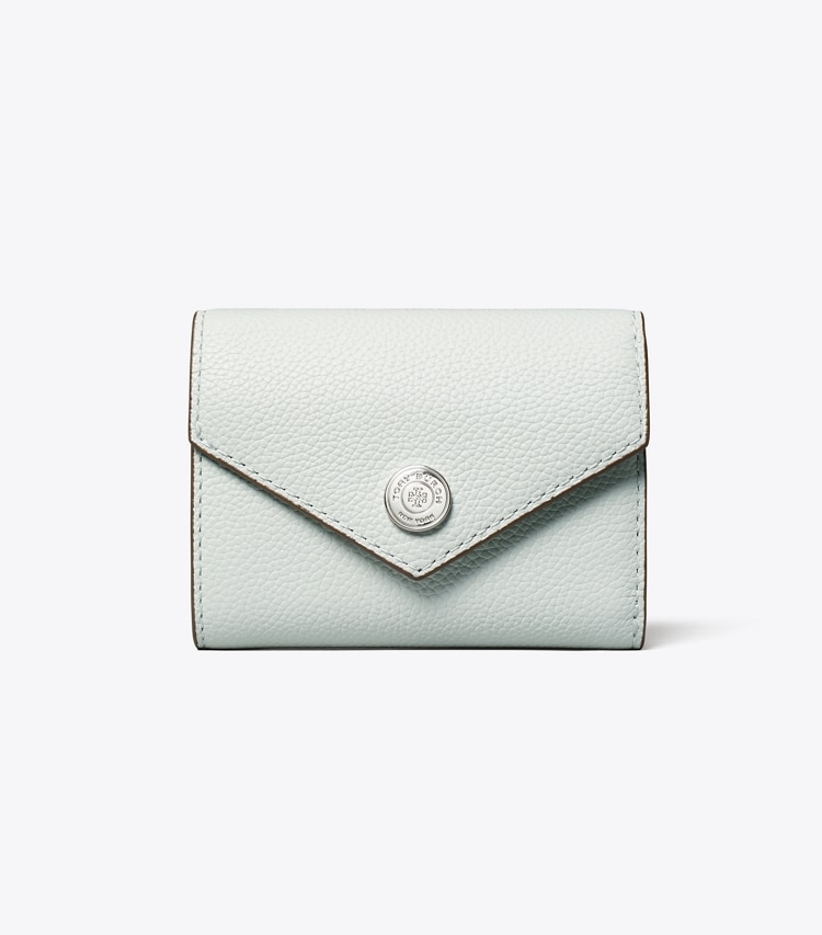 Tory Burch designer wallets Small Pebble Envelope Wallet in Light Titanium front